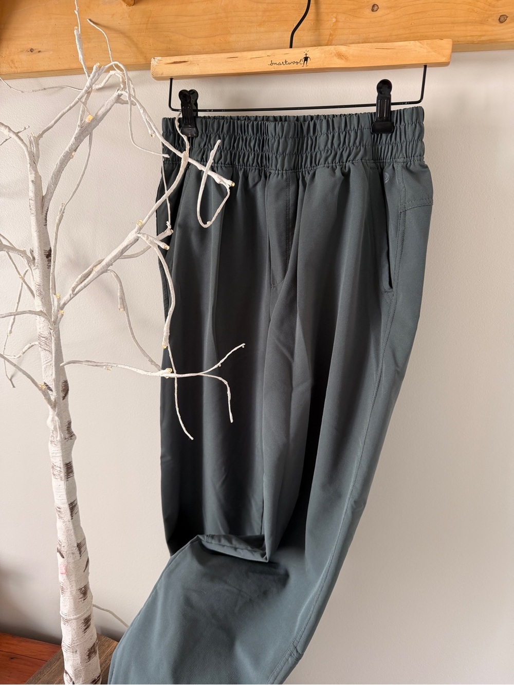 Elastic Waist Casual Pants in Slate Green